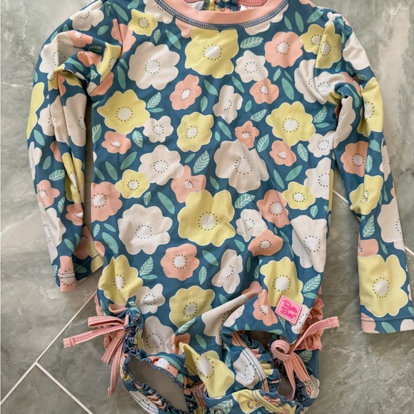 Two Ruffle Butts Floral Kids Rashguard - Picture 4 of 5